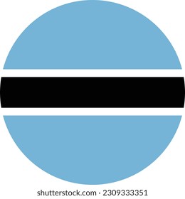 The flag of Botswana. Flag icon. Standard color. Round flag. Computer illustration. Digital illustration. Vector illustration.