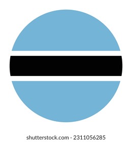 The flag of Botswana. Flag icon. Standard color. Round flag. Computer illustration. Digital illustration. Vector illustration.