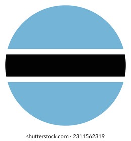 The flag of Botswana. Flag icon. Standard color. Round flag. Computer illustration. Digital illustration. Vector illustration.