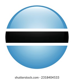 The flag of Botswana. Flag icon. Standard color. The round flag. 3d illustration. Computer illustration. Digital illustration. Vector illustration.