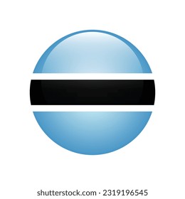 Die Flagge Botswanas. Flaggensymbol. Standardfarbe. Die runde Flagge. 3D-Abbildung. Computergrafik. Digitale Illustration. Vektorgrafik.