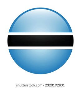 Die Flagge Botswanas. Flaggensymbol. Standardfarbe. Die runde Flagge. 3D-Abbildung. Computergrafik. Digitale Illustration. Vektorgrafik.