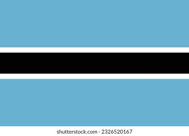 The flag of Botswana. Flag icon. Standard color. Standard size. A rectangular flag. Computer illustration. Digital illustration. Vector illustration.