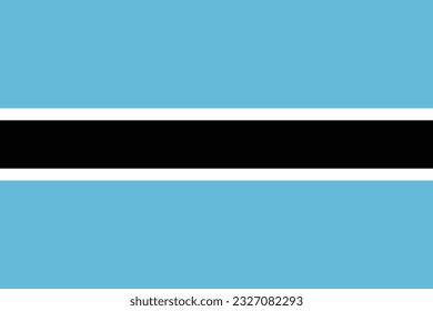 La bandera de Botswana. Icono de marca. Color estándar. Tamaño estándar. Bandera rectangular. Ilustración del equipo. Ilustración digital. Ilustración vectorial.