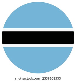 La bandera de Botswana. Icono de marca. Color estándar. Indicador de icono de círculo. Ilustración del equipo. Ilustración digital. Ilustración vectorial.