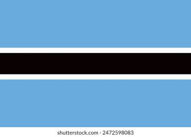 La bandera de Botswana. Icono de marca. Color estándar. Tamaño estándar. Una bandera rectangular. Ilustración de computadora. Ilustración digital Ilustración vectorial.