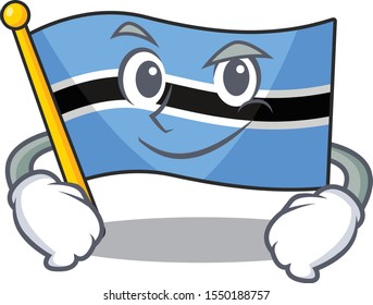 Flag botswana mascot cartoon style with smirking face