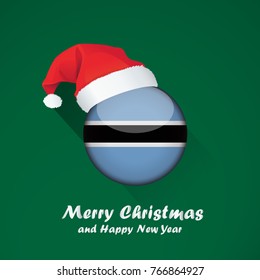 Flag of botswana. Merry Christmas and happy new year background design with glossy round Flag of botswana. vector illustration.