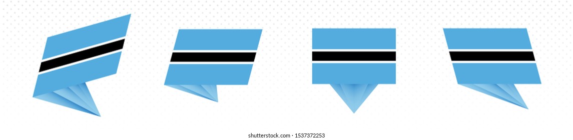 Flag of Botswana in modern abstract design, vector flag set.