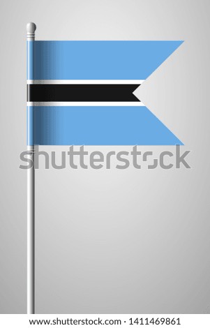 Flag of Botswana. National Flag on Flagpole. Isolated Illustration on Gray Background