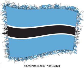 Flag of Botswana (officially the Republic of Botswana). Vector illustration of a stylized flag. Shaggy edge.