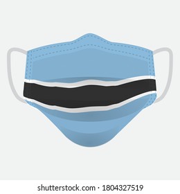 Flag of Botswana on medical face mask Front side vector isolated on white background. EPS.file. Medical face mask concept protect people in country from virus.