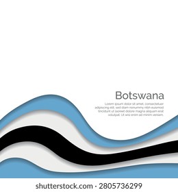 Flag of Botswana. Paper Cut Style and Waving Design with Modern Presentation Layout. Waving effect with realistic shadows and gradients. Ideal for international projects, travel materials and cultural presentations