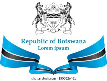 Flag of Botswana, Republic of Botswana. Template for award design, an official document with the flag of Botswana. Bright, colorful vector illustration.