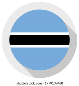 Flag of Botswana, Round shape icon on white background, vector illustration