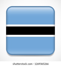 Flag of Botswana. Square glossy badge