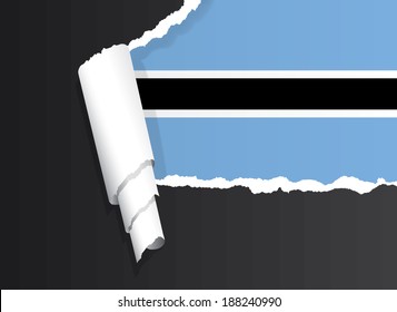 Flag of Botswana under ripped paper vector illustration.