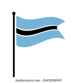 Bandeira do Botsuana. Design de ícone de ilustração de vetor de bandeira do Botsuana. Bandeira de mastro flutuante.