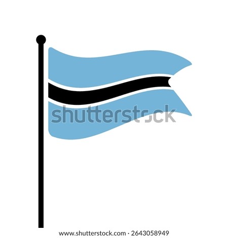 Flag of Botswana. Botswana flag vector illustration icon design. Fluttering flagpole flag.