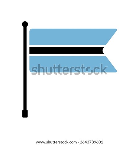 Flag of Botswana. Botswana flag vector illustration icon design. Flagpole flag icon.