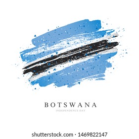 Flag of Botswana. Vector illustration on a white background. Brush strokes are drawn by hand. Independence Day.