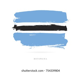 Flag of Botswana. Vector illustration on white background. Beautiful brush strokes. Abstract concept. Elements for design.