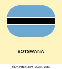 Flag Of  Botswana,  Botswana flag vector illustration,  Botswana flag in rounded corner.