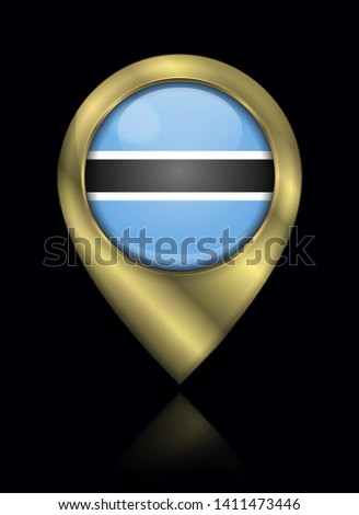 Flag of Botswana. Vector Sign and Icon. Location Symbol Shape. Gold