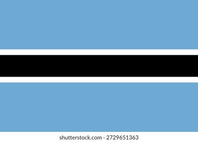 Flagge von Botswana, die an einem sonnigen Tag in einem öffentlichen Bereich gegen einen klaren blauen Himmel winkt