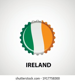 Marca el tapón del frasco sobre fondo blanco. Fondo de la bandera de Irlanda. Resumen de ilustraciones vectoriales aisladas
