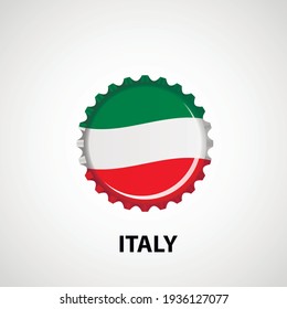 Flag bottle cap on white background. Italy flag background. Abstract isolated vector illustration
