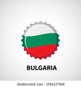 Marca el tapón del frasco sobre fondo blanco. Fondo de la bandera de Bulgaria. Resumen de ilustraciones vectoriales aisladas