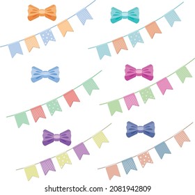 flag and bows Decor for scrapbooking and postcards. vector clipart