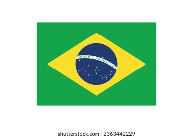 Flag of Brasil, brasilian flag in 7:10 proportion, vector illustration with a white background