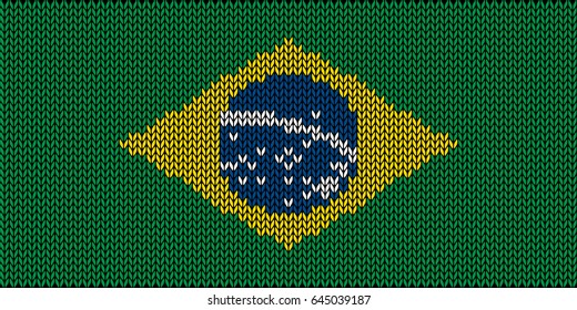Flag of Brasilia  knitted seamless pattern vector brasilian