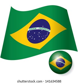 Flag of Brazil with ball vector