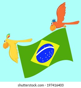 flag of Brazil with birds. vector.