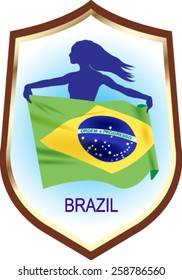 Flag of Brazil with blazon - vector illustration.