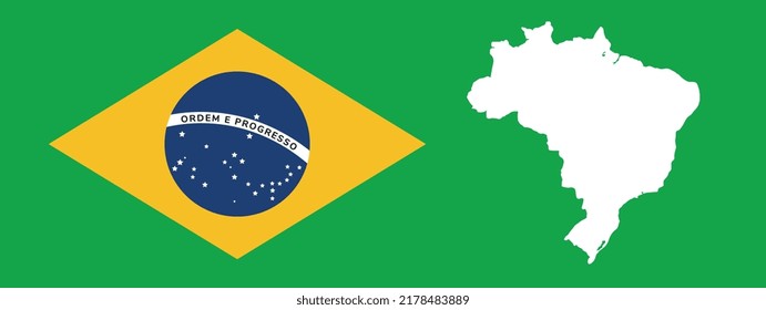 Flagge von Brasilien mit brasilianischer Karte.