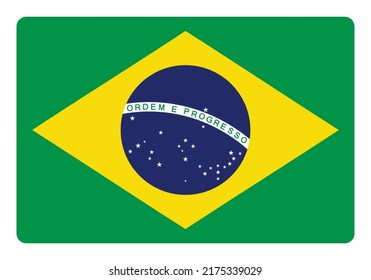 Flag of Brazil. Brazilian national symbol in official colors. Template icon. Abstract vector background.