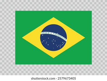 Flag of Brazil. Brazilian national symbol in official colors. Template icon. Abstract vector background.