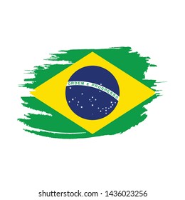 Flag of Brazil with brush stroke effect, Brazil Flag template design. Vector Eps 10