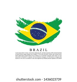 Flag of Brazil with brush stroke effect and information text poster, Brazil Flag template design. Vector Eps 10