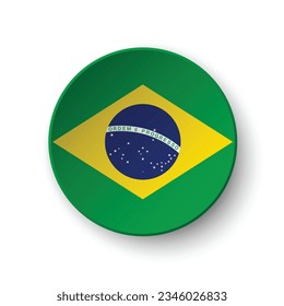 The flag of Brazil. Button flag icon. Standard color. Circle icon flag. 3d illustration. Computer illustration. Digital illustration. Vector illustration.