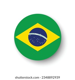 The flag of Brazil. Button flag icon. Standard color. Circle icon flag. 3d illustration. Computer illustration. Digital illustration. Vector illustration.