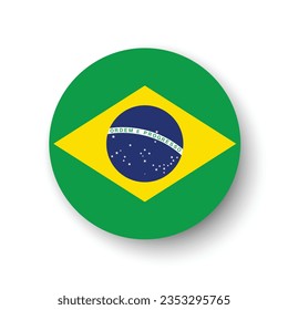 The flag of Brazil. Button flag icon. Standard color. Circle icon flag. 3d illustration. Computer illustration. Digital illustration. Vector illustration.