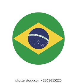 The flag of Brazil. Button flag icon. Standard color. Circle icon flag. Computer illustration. Digital illustration. Vector illustration.