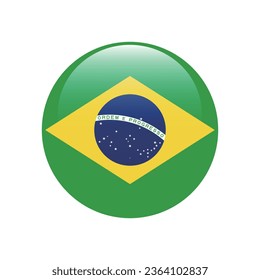 La bandera de Brasil. Icono de indicador de botón. Color estándar. Indicador de icono de círculo. 3 quinquies ilustración. Ilustración del equipo. Ilustración digital. Ilustración vectorial.
