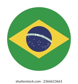 The flag of Brazil. Button flag icon. Standard color. Circle icon flag. Computer illustration. Digital illustration. Vector illustration.