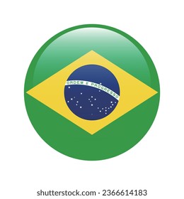 La bandera de Brasil. Icono de indicador de botón. Color estándar. Indicador de icono de círculo. 3 quinquies ilustración. Ilustración del equipo. Ilustración digital. Ilustración vectorial.